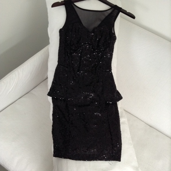 Sequin Dress, Peplum Cut, Mesh Neckline- WORN ONCE - Picture 8 of 8